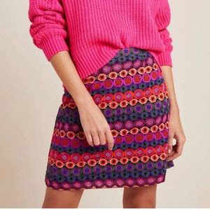 Anthropologie Hutch Ellen Colorful Embroidered Skirt